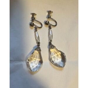 Art Deco Crystal Dangle Earrings Screwback